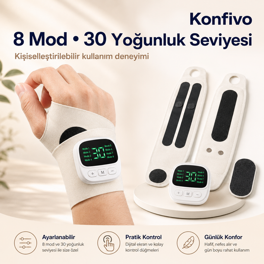 Konfivo Akıllı Bilek Destekleyici – 8 Mod, 30 Yoğunluk Seviyesi